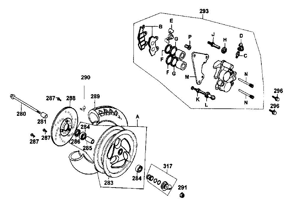 Vorderrad mit Bremssattel