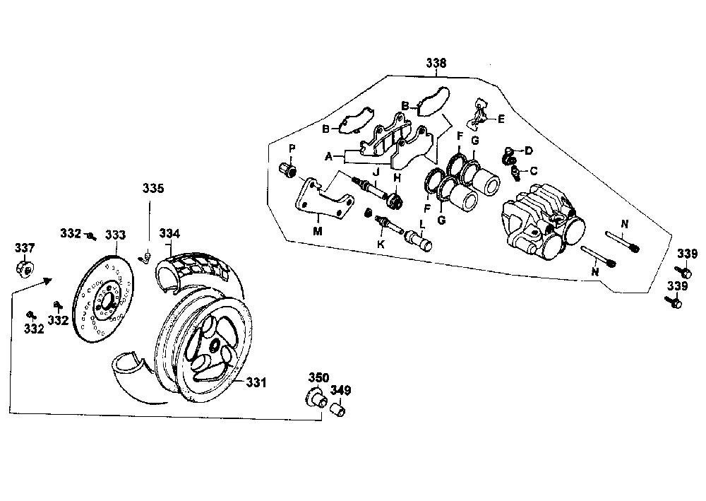 Hinterrad mit Bremssattel