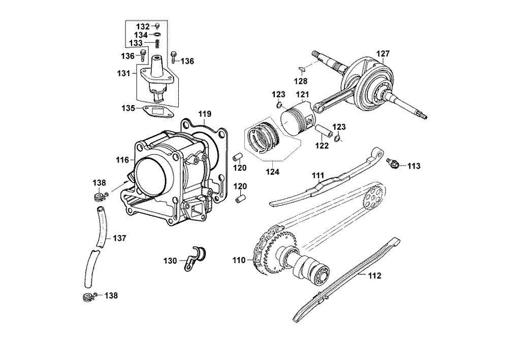 Zylinder, Kolben & Kurbelwelle
