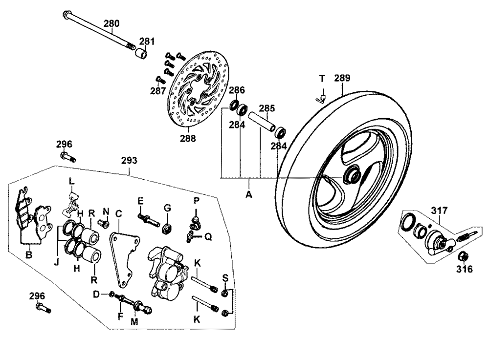 Vorderrad mit Bremssattel