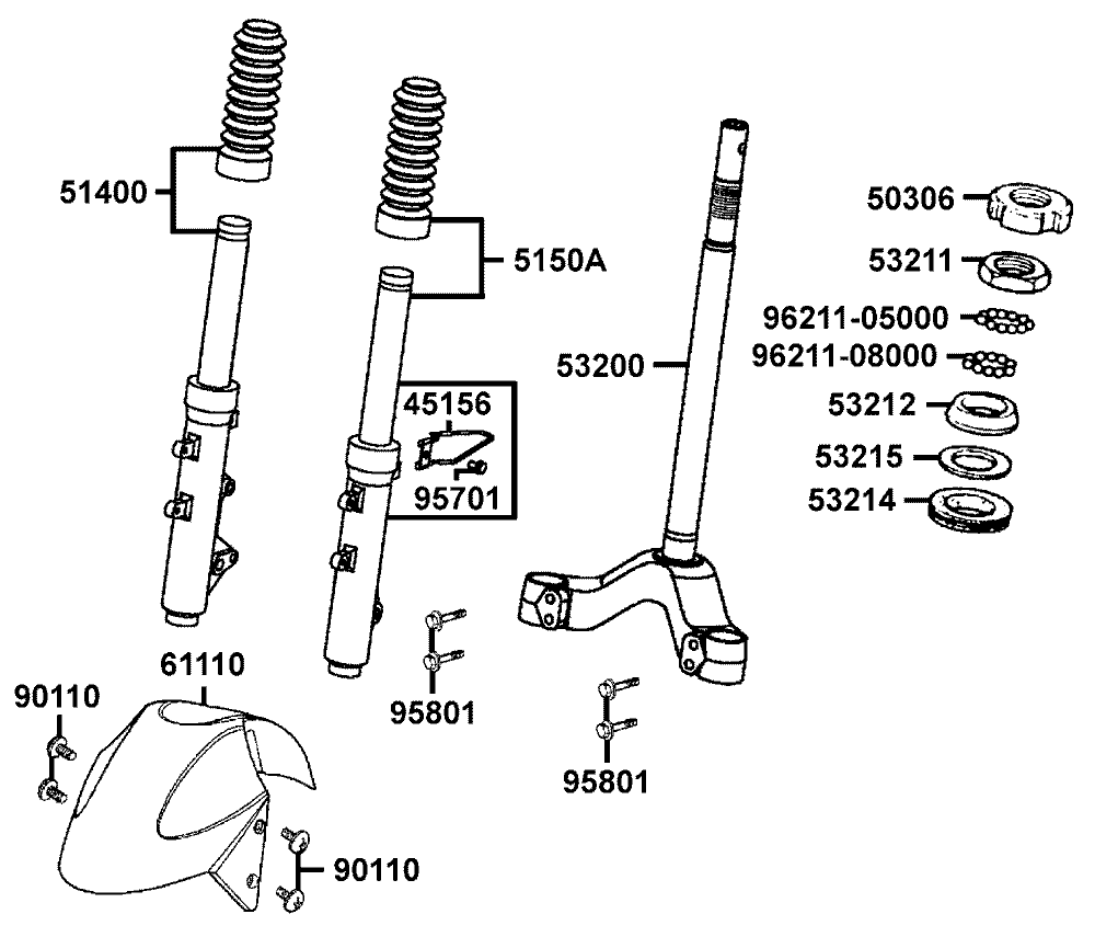 Gabeljoch, Lenkkopflager & Gabel