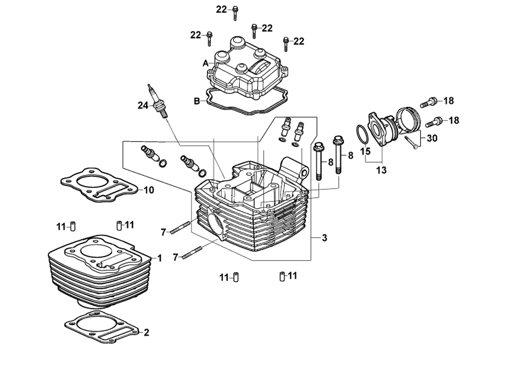 Zylinder-Zylinderkopf - 4 Ventil