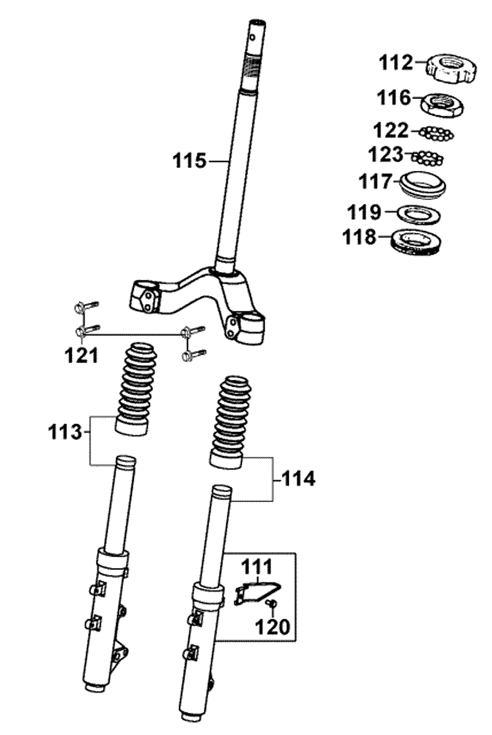 Gabeljoch, Lenkkopflager & Gabel