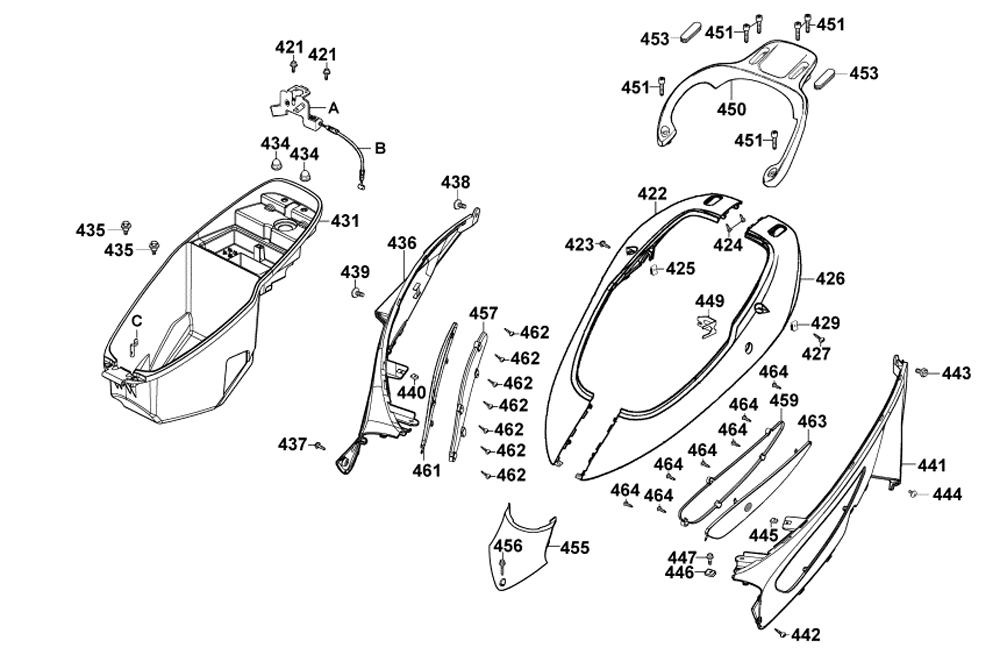 Hintere Verkleidungen - Helmfach