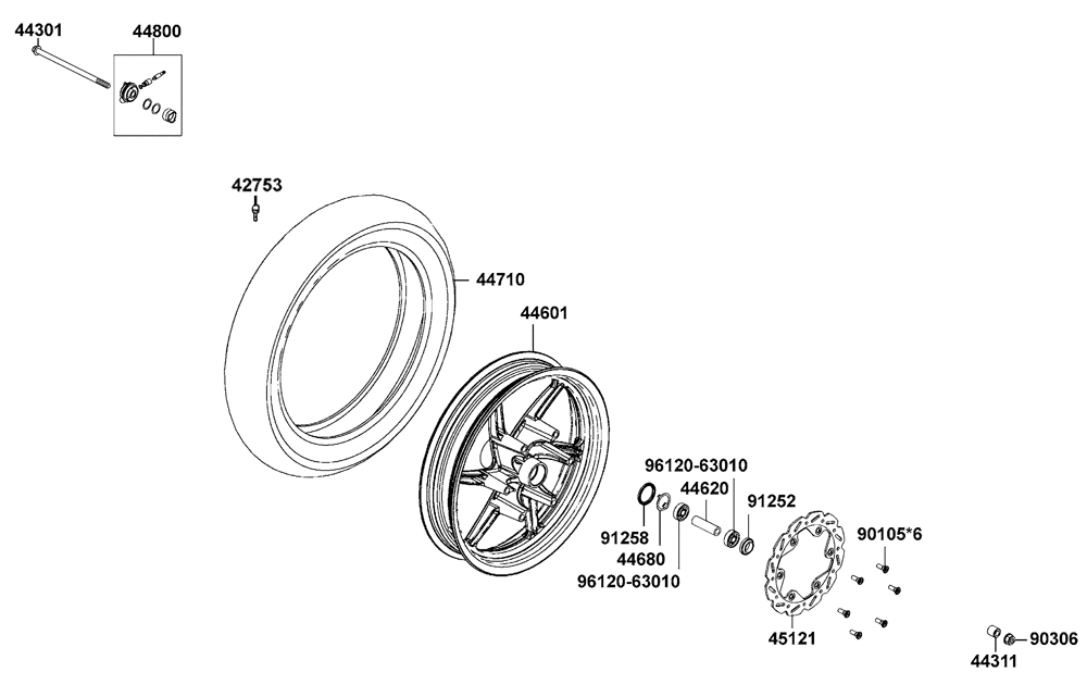 Vorderrad mit Bremsscheibe