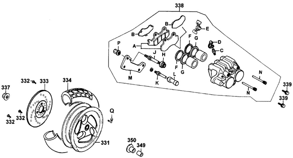 Hinterrad mit Bremssattel