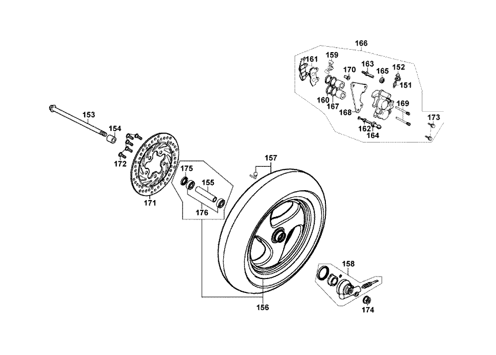 Vorderrad mit Bremssattel