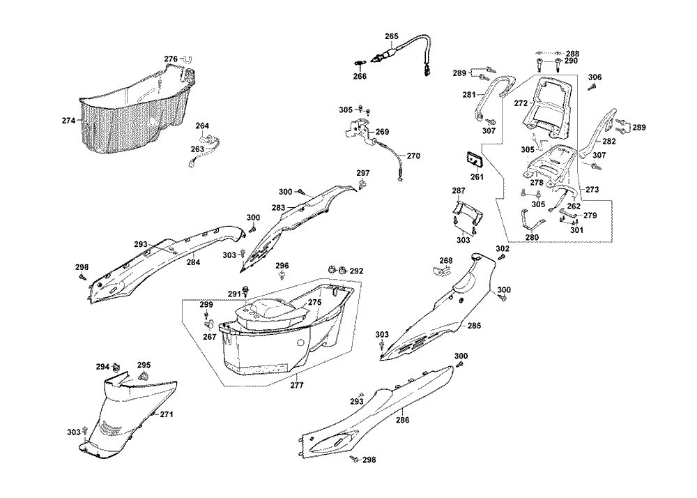 Verkleidung hinten - Helmfach