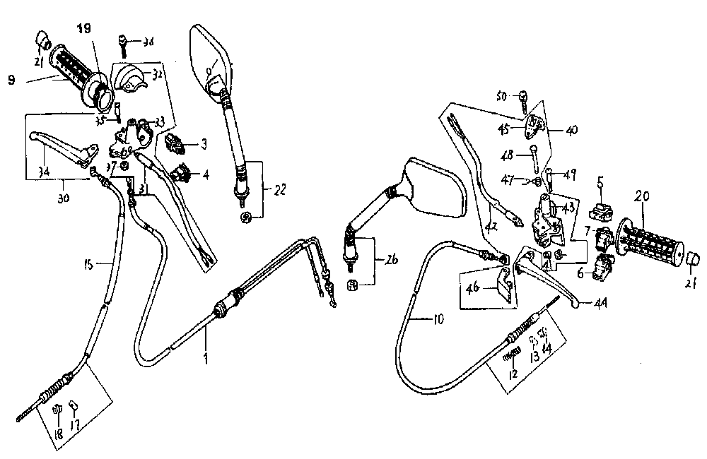Griffe, Spiegel, Bowdenzüge