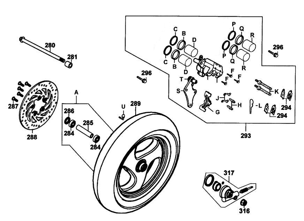 Vorderrad mit Bremssattel
