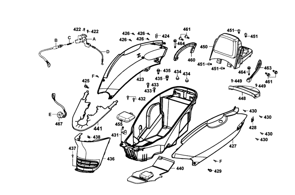 Hintere Verkleidung - Helmfach