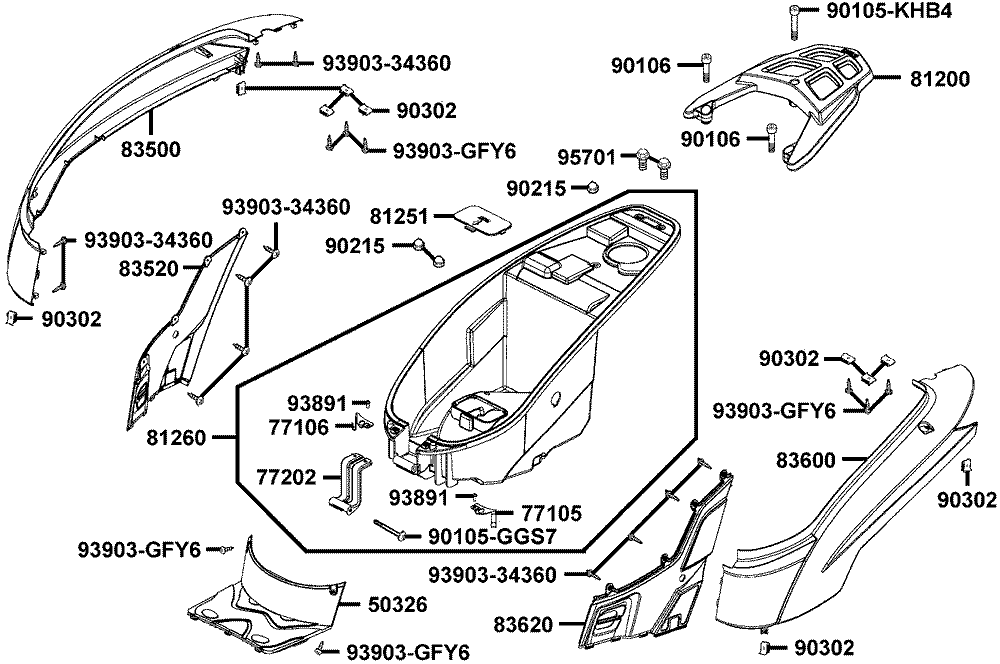 Hintere Verkleidungen-Helmfach
