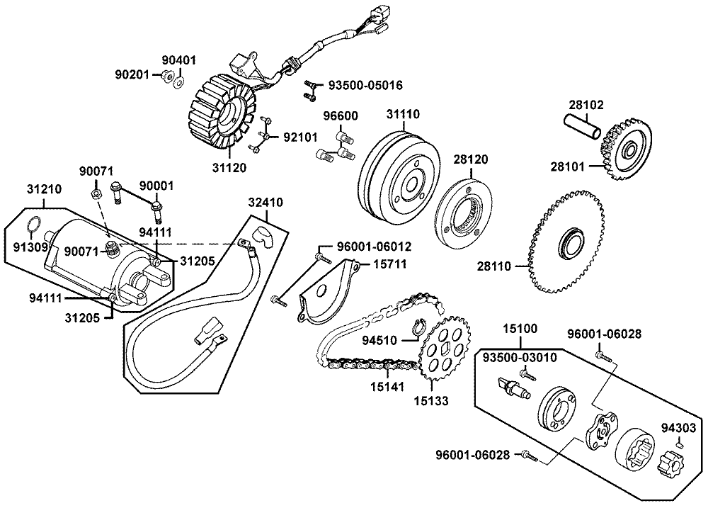Lichtmaschine-Ölpumpe-Anlasser