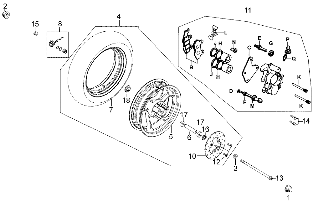Vorderrad mit Bremse