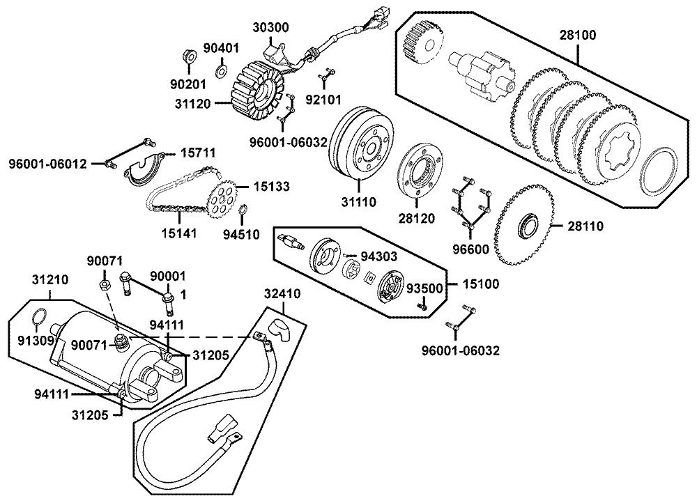 Lichtmaschine, Ölpumpe & Anlasser