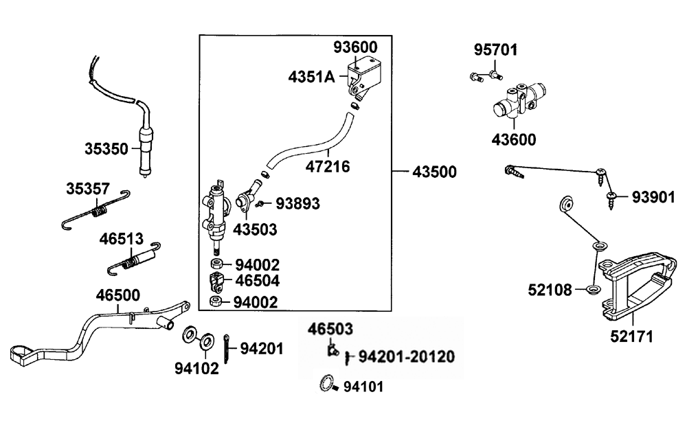Hauptbremszylinder hinten & Fußbremse