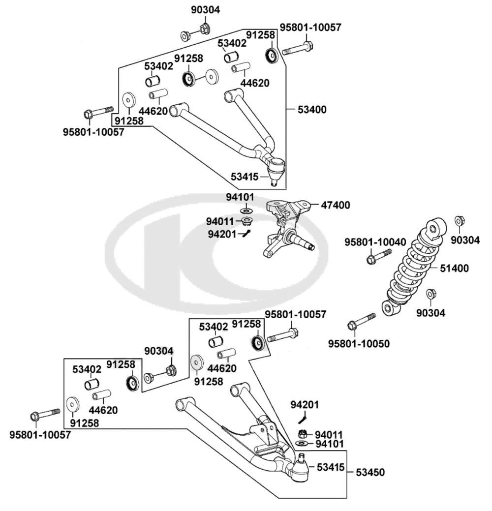 Federbein, Querlenker rechts