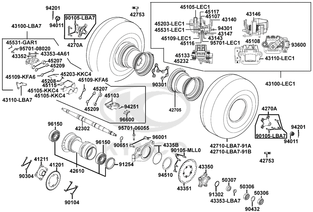 Räder hinten, Antrieb mit Bremse