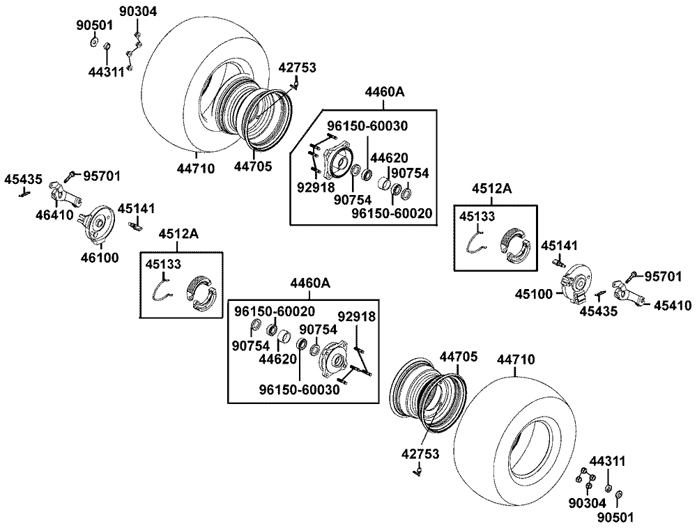 Räder vorne mit Bremse