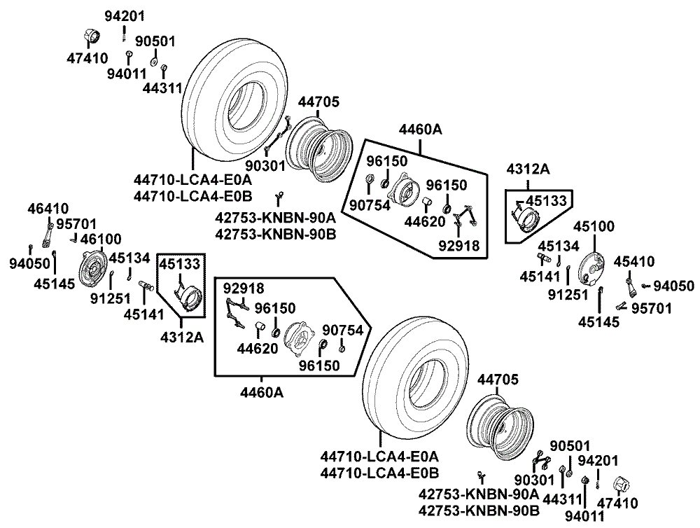 Räder vorne mit Bremse