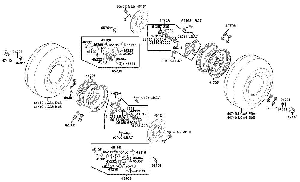 Räder vorne mit Bremse