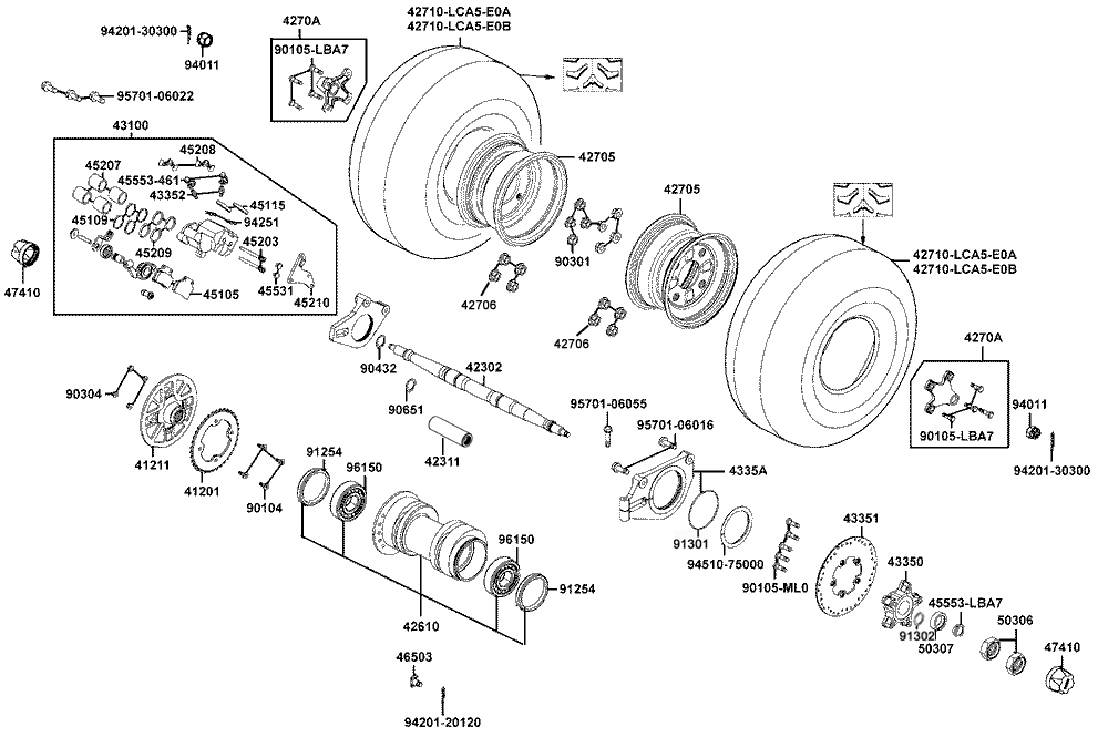 Räder hinten, Antrieb mit Bremse