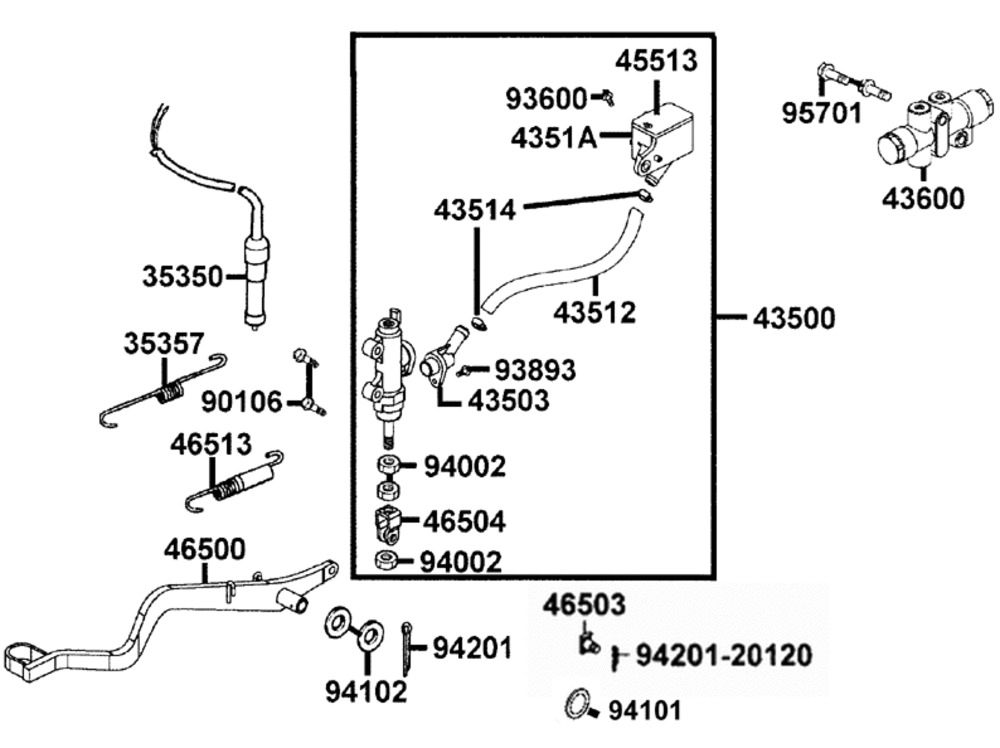 Hauptbremszylinder hinten & Fußbremse