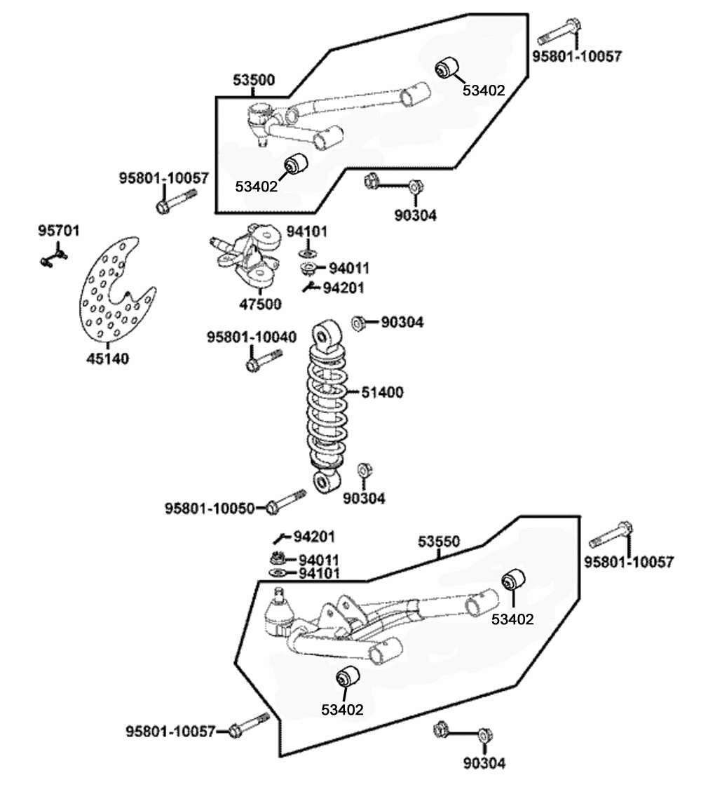 Federbein, Querlenker links