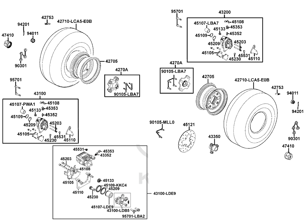 Räder hinten mit Bremse