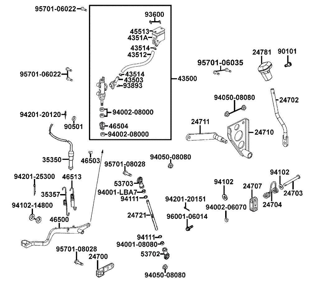 Hauptbremszylinder hinten, Fußbremse & Schalthebel