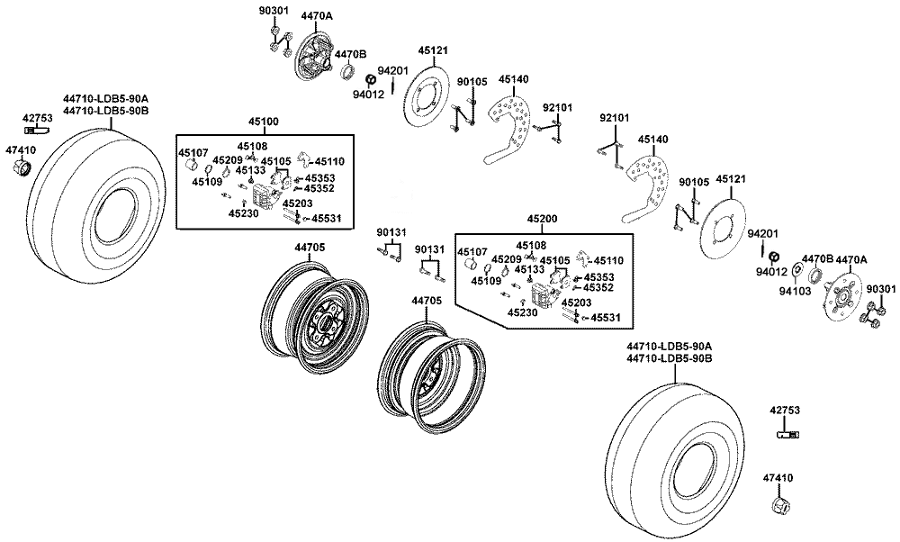 Räder vorne mit Bremse