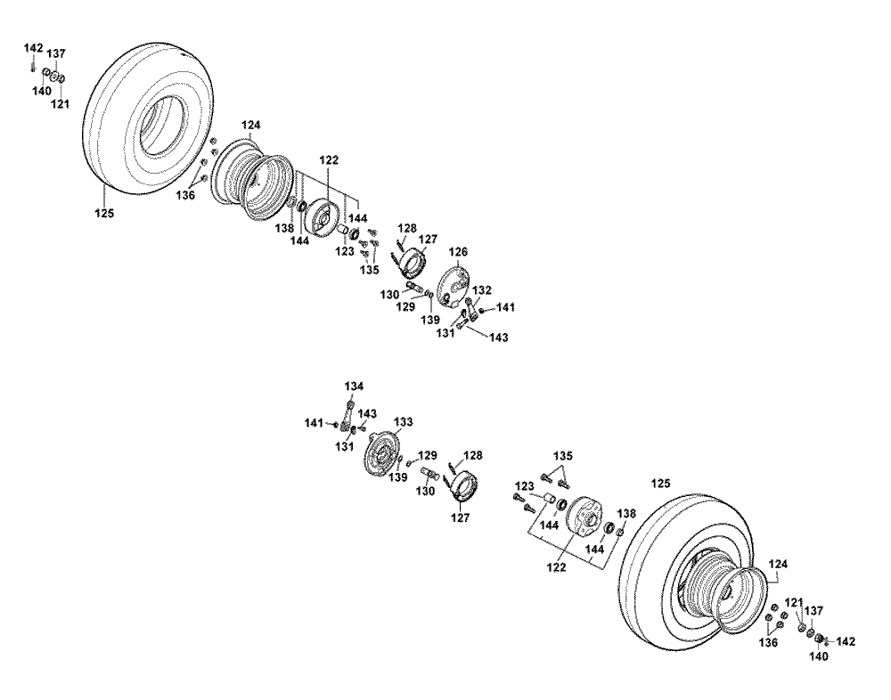 Räder vorne mit Bremse