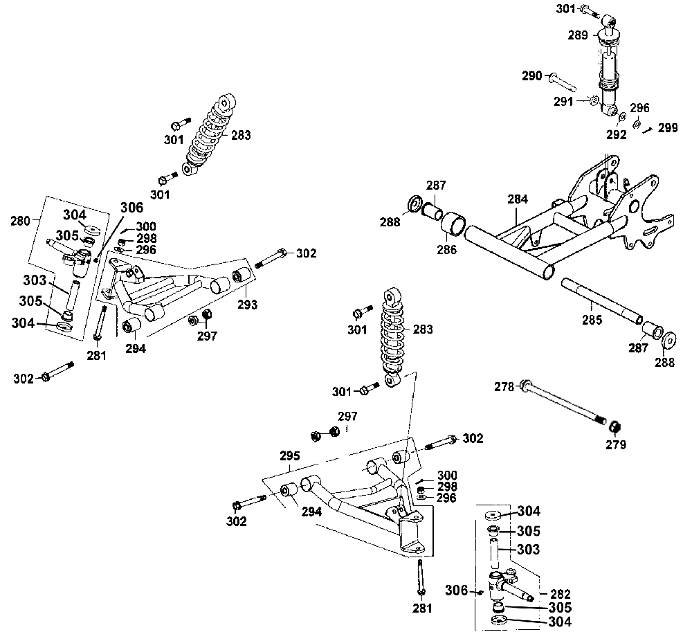 Stossdämpfer, Querlenker & Schwinge