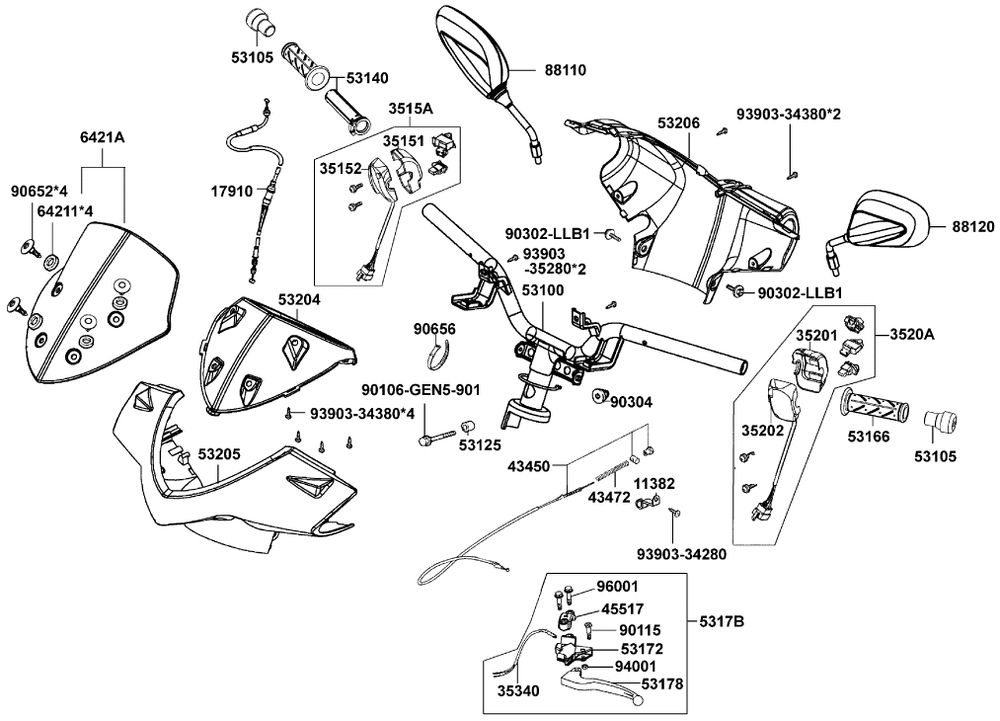 Griffe, Spiegel, Lenker & Lenkerverkleidung