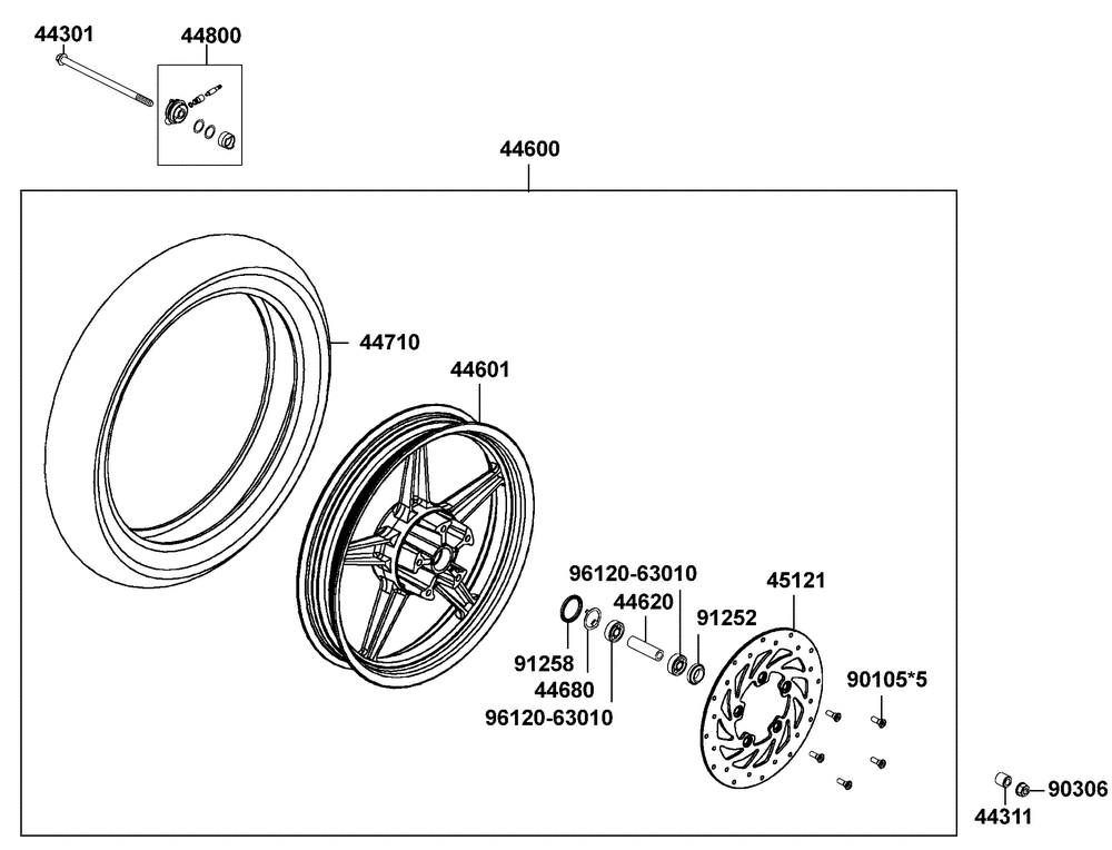 Vorderrad mit Bremsscheibe