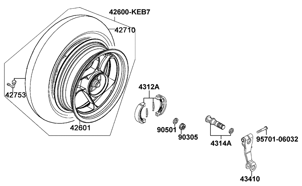 Hinterrad mit Bremse