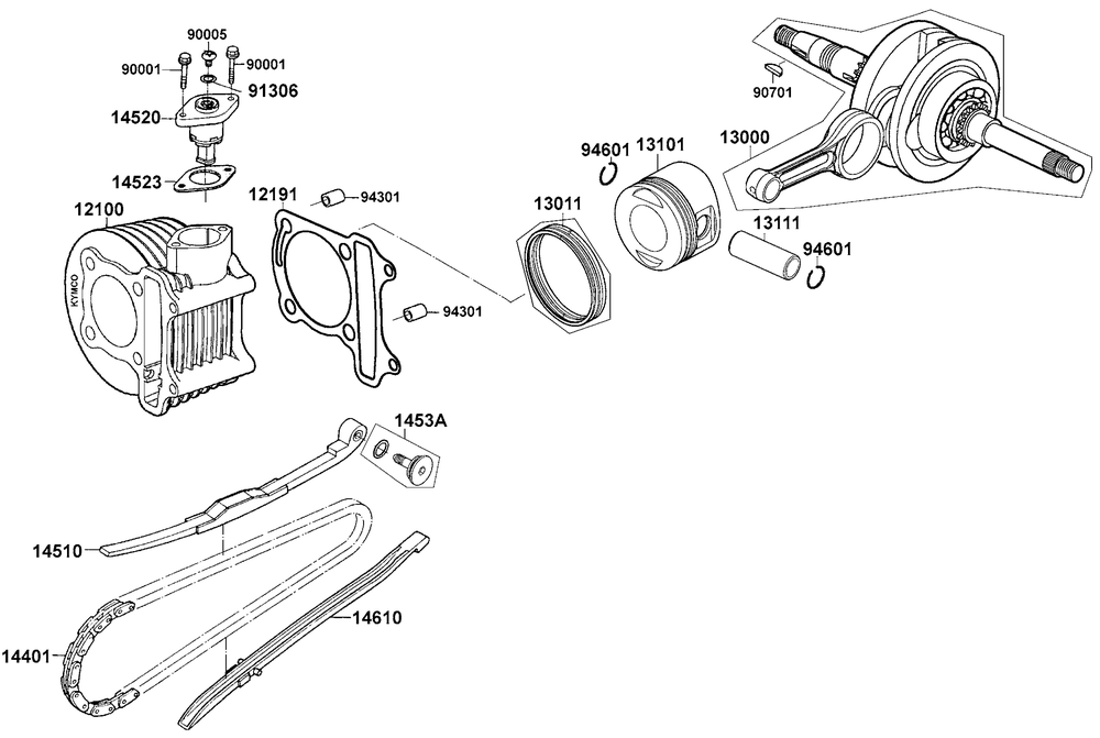 Zylinder, Kolben & Kurbelwelle
