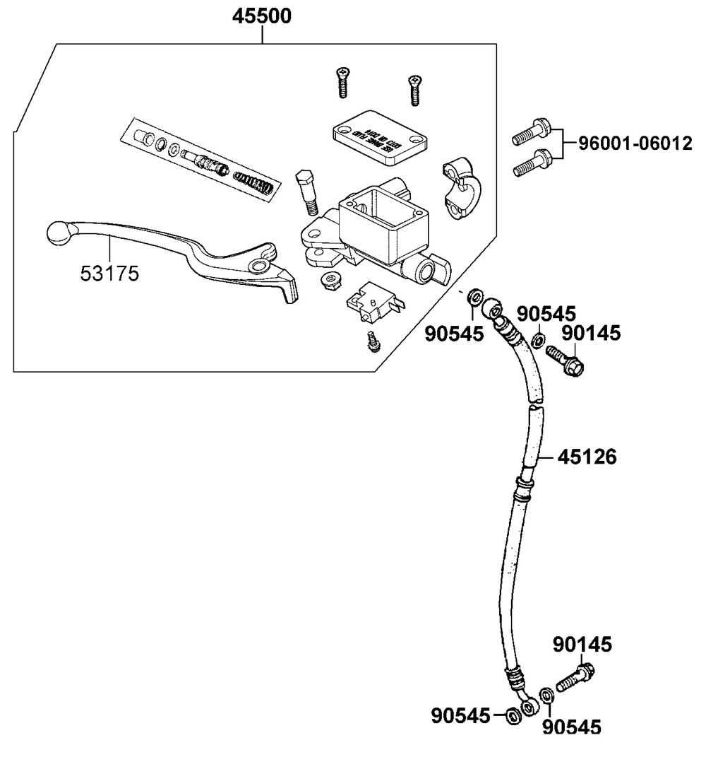Bremshebel & Bremsschlauch vorne