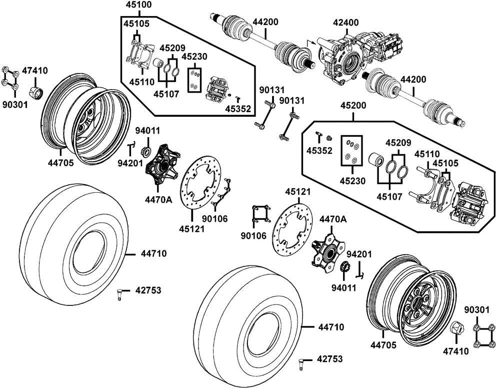 Räder vorne mit Bremse