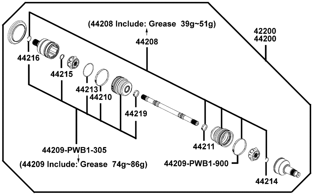 Einzelteile Antriebswelle (ARCTIC CAT Getriebe vorne)