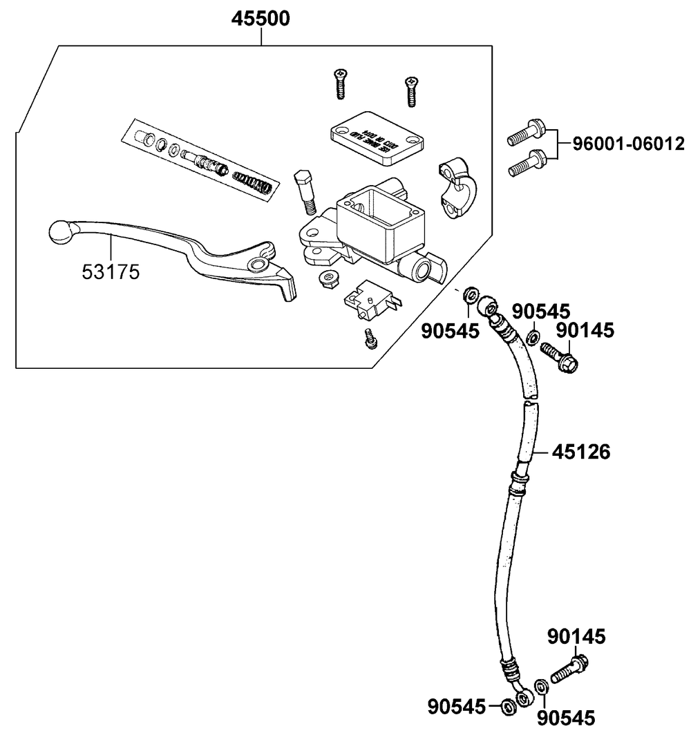 Bremshebel & Bremsschlauch vorne