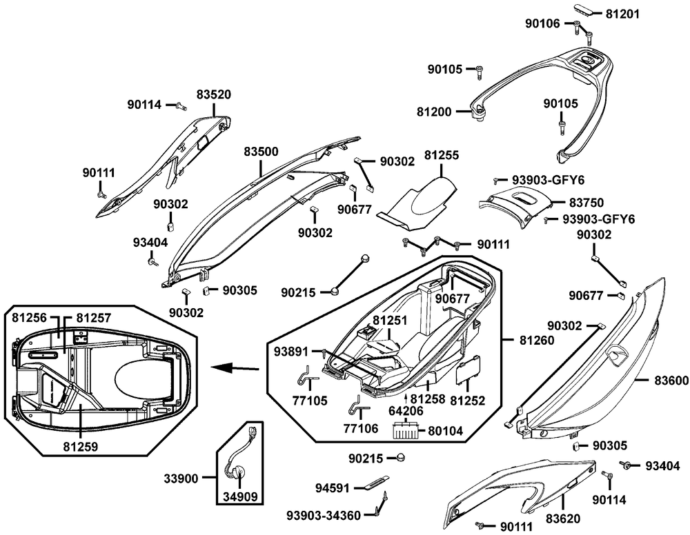 Helmfach & Verkleidung hinten