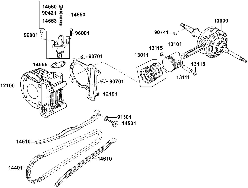 Zylinder, Kolben & Kurbelwelle