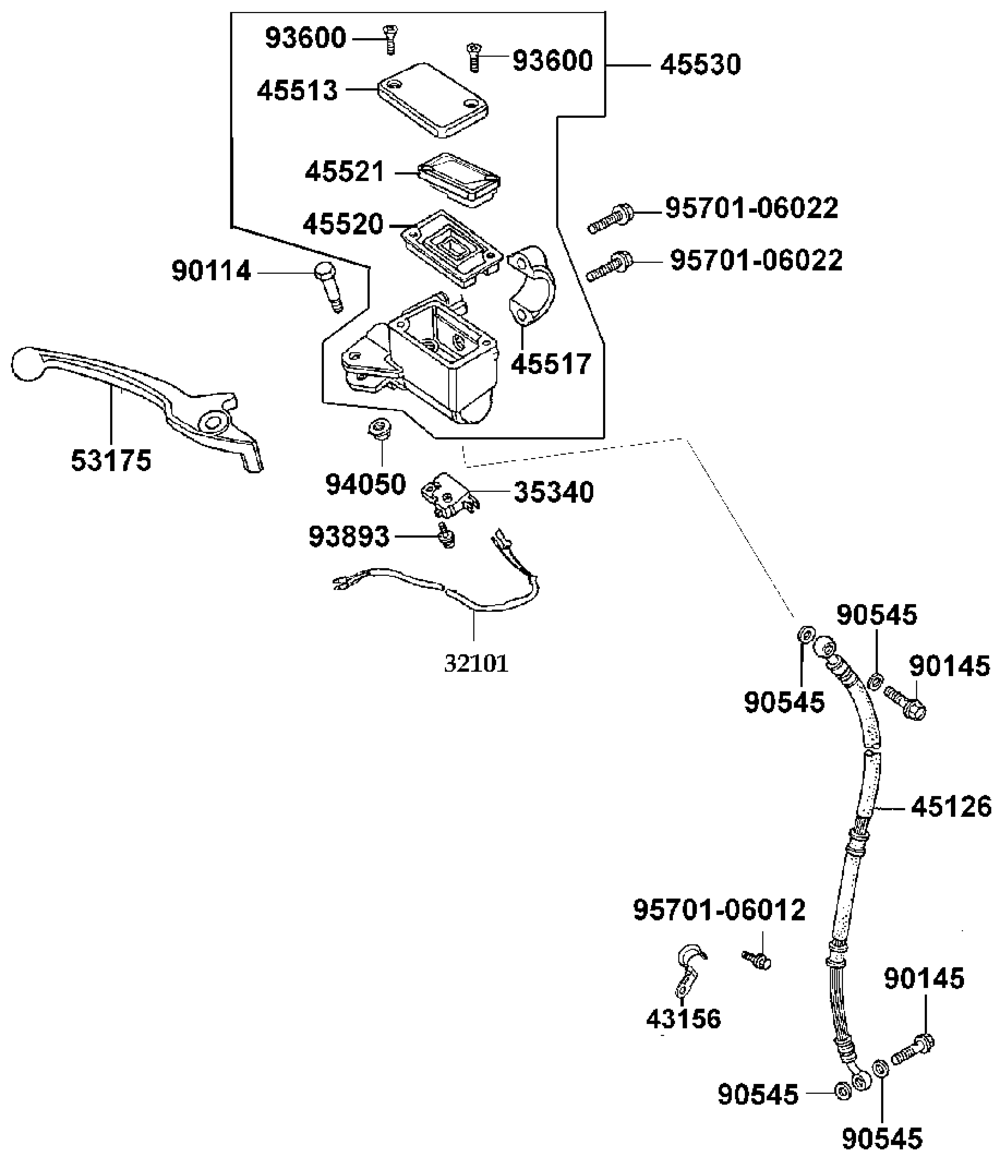 Bremshebel & Bremsschlauch vorne