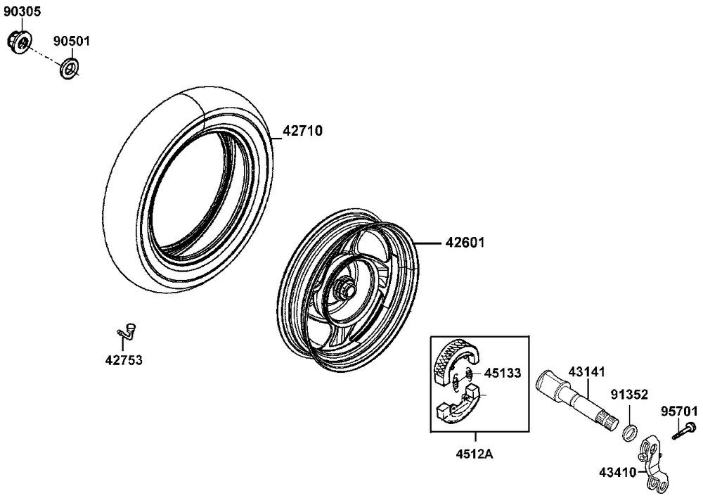 Hinterrad mit Bremse