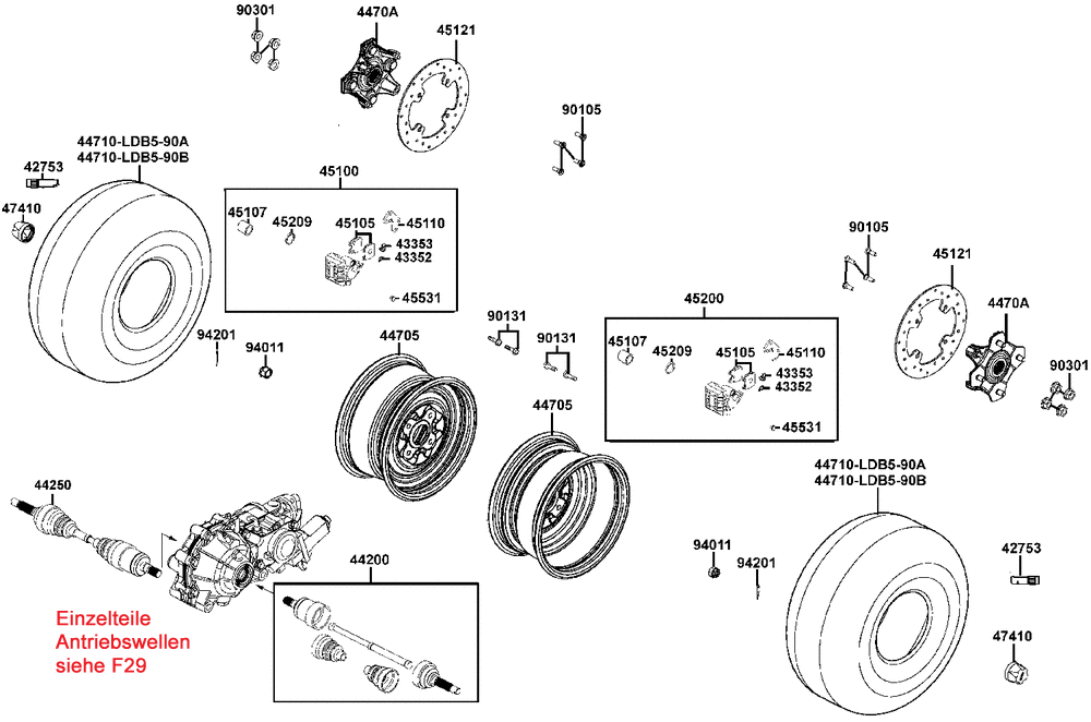 Räder vorne mit Bremse & Antriebswelle