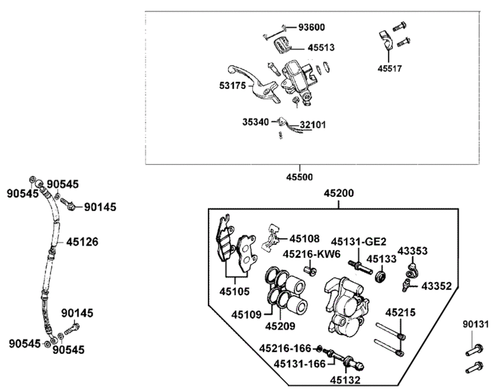 Bremshebel & Bremsschlauch vorne