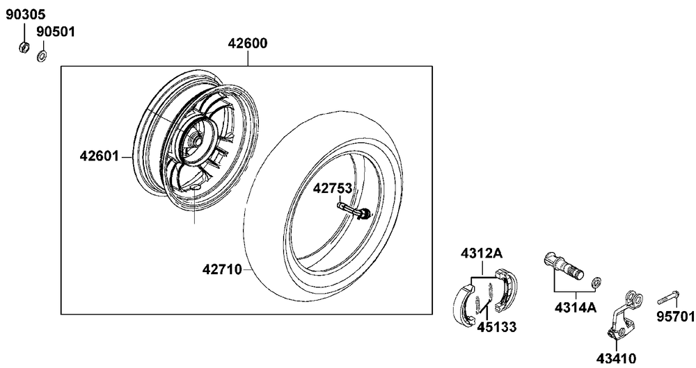 Hinterrad mit Bremse