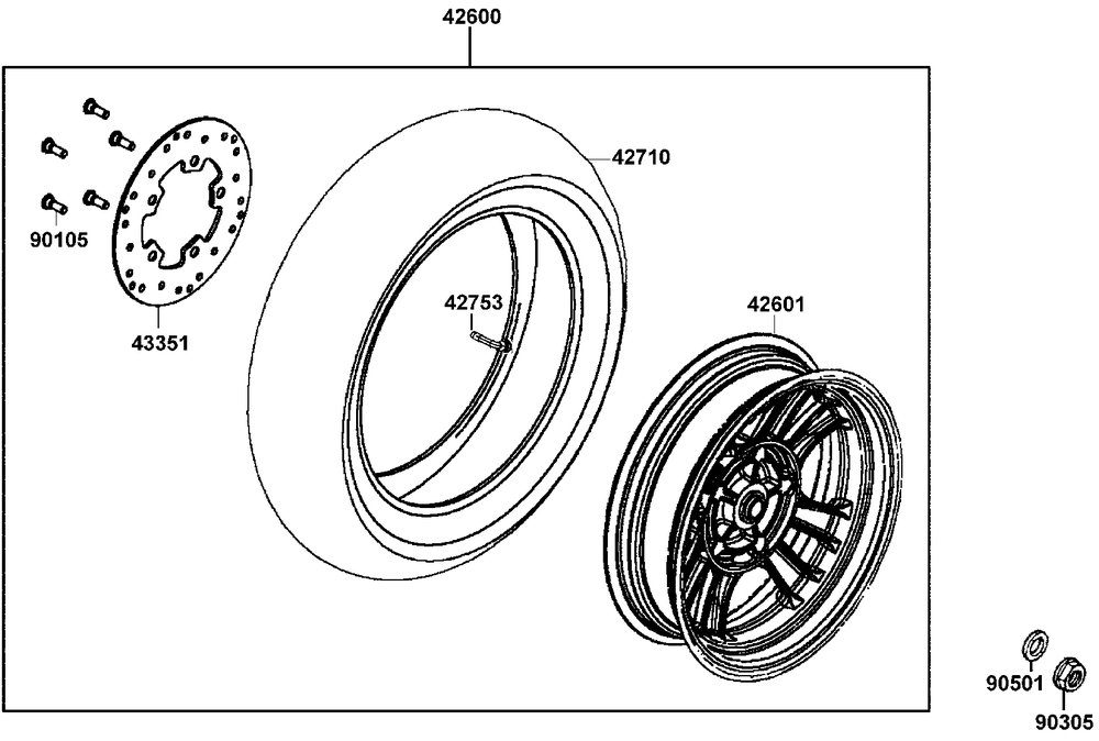 Hinterrad mit Bremse