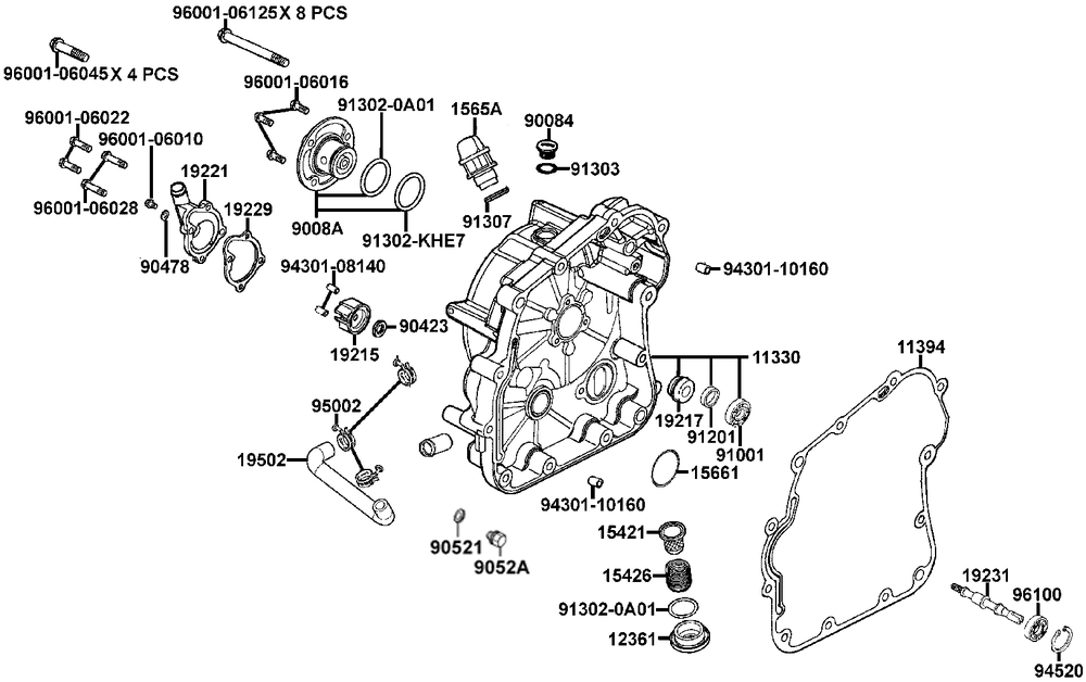 Gehäusedeckel rechts-Wasserpumpe